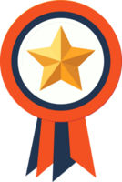 Golden star medal with ribbon, the first prize design element. png