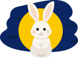 Chinese moon rabbit, Jade hare with full moon background and festive pattern. png