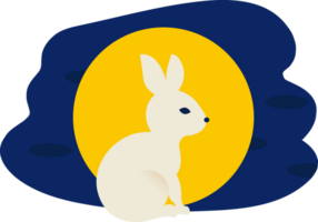 Chinese moon rabbit, Jade hare with full moon background and festive pattern. png