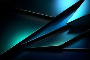 abstract background with 3D geometric blue and green design, AI generate photo