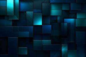 abstract background with 3D geometric blue and green design, AI generate photo