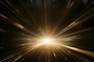 abstract background light gold beams dark lines with stars, AI generate photo