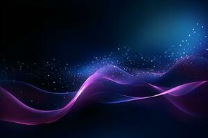 abstract technology futuristic background purple and blue light with waves lines design, AI generate photo