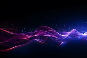 abstract technology futuristic background purple and blue light with waves lines design, AI generate photo