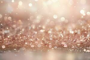 abstract bokeh background glitter vintage lights background. gold silver and white. de-focused, AI generate photo