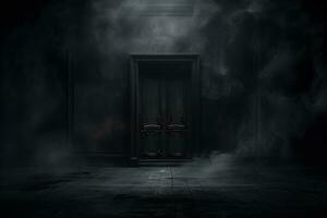 dark room with light and smoke mist or fog, in the style of minimalist background, modern interior concept, AI generate photo