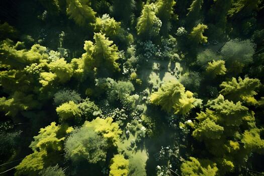 Aerial top view forest tree, Rainforest ecosystem and healthy environment concept and background, AI generate photo