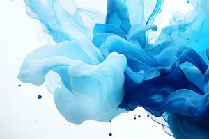 abstract blue liquid Acrylic colors and ink in water, AI generate photo