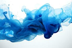 abstract blue liquid Acrylic colors and ink in water, AI generate photo