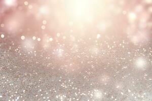 abstract bokeh background glitter vintage lights background. gold silver and white. de-focused, AI generate photo