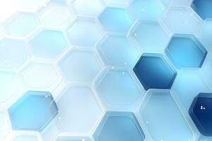 abstract 3D hexagons modern blue background, Digital image of light rays, stripes lines with blue light, AI generate photo