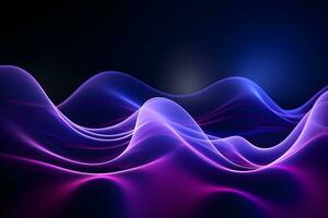 abstract digital blue wave background with glowing lights, AI generate photo