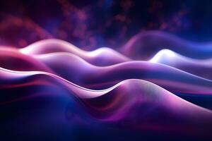 abstract digital blue wave background with glowing lights, AI generate photo