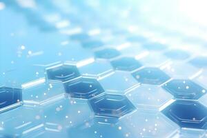 abstract 3D hexagons modern blue background, Digital image of light rays, stripes lines with blue light, AI generate photo