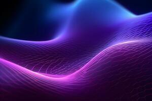 abstract digital blue wave background with glowing lights, AI generate photo