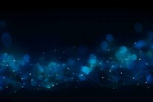Abstract futuristic Molecules technology with polygonal shapes on dark blue background design digital technology concept. AI generate photo