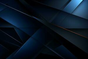 resumen 3d antecedentes negro y azul con geométrico azul ligero diseño, ai generar foto