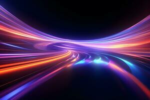 abstract multicolor spectrum background, bright orange blue neon rays and colorful glowing lines, AI generate photo