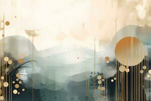 abstract watercolor and gold splash elegant modern background, AI generate photo