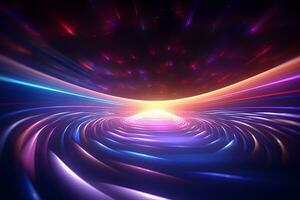 abstract multicolor spectrum background, bright orange blue neon rays and colorful glowing lines, AI generate photo