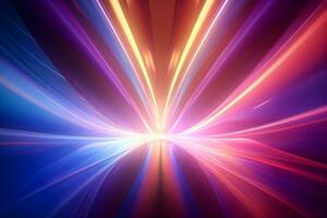 abstract multicolor spectrum background, bright orange blue neon rays and colorful glowing lines, AI generate photo