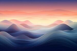 abstract waves and mountains Japanese style background with line wave pattern, AI generate photo