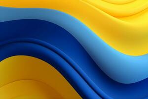 abstract blue and yellow wave background, AI generate photo