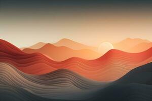 abstract waves and mountains Japanese style background with line wave pattern, AI generate photo