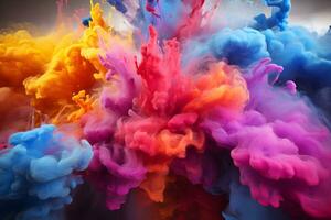 Ink in water Rainbow of colors, Motion Color drop in water,Ink swirling in ,Colorful ink abstraction. Fancy Dream Cloud of ink under water, AI generate photo