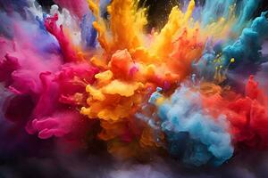 Ink in water Rainbow of colors, Motion Color drop in water,Ink swirling in ,Colorful ink abstraction. Fancy Dream Cloud of ink under water, AI generate photo