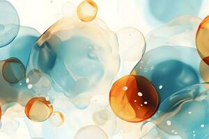 Abstract background of liquid vivid blue and white color mixing with different tints creating uneven with bubbles surface, AI generate photo