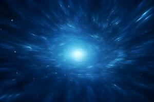 3d blue fractal background with stars and light swirl, AI generate photo