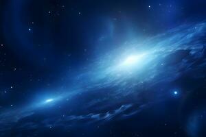 3d blue fractal background with stars and light swirl, AI generate photo