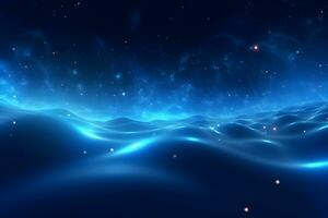 3d blue fractal background with stars and light swirl, AI generate photo