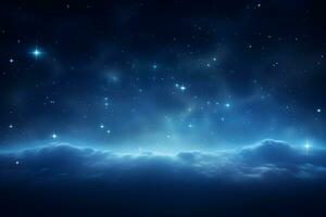 night sky with stars blue waves abstract background, AI generate photo