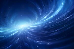 3d blue fractal background with stars and light swirl, AI generate photo