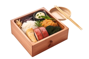 Bento Reis japanisch Essen Stil, isoliert auf Weiß Hintergrund, ai generieren png