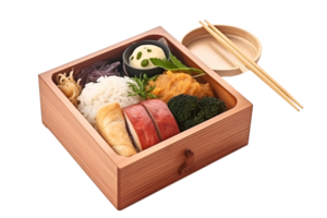 bento rijst- Japans voedsel stijl, geïsoleerd Aan wit achtergrond, ai genereren png