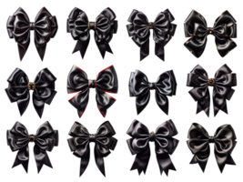 Set of Black Silk Bows isolated.Concept of black friday,discounts and sales png