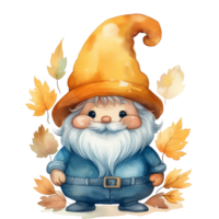 söt höst gnome illustration ai genererad png
