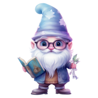 Cute Bookworm Gnome Illustration AI Generated png