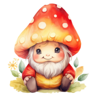 mignonne champignon gnome illustration ai généré png