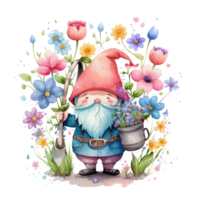 mignonne jardin gnome illustration ai généré png