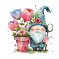 söt trädgård gnome illustration ai genererad png