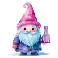 söt trollkarl gnome illustration ai genererad png