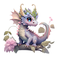 linda primavera dragones acuarela ilustración ai generado png