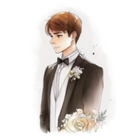 Cute Wedding Portrait Watercolor Illustration AI generated png