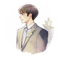 Cute Wedding Portrait Watercolor Illustration AI generated png