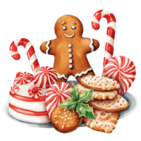 Navidad pastel y galletas ilustración ai generado png