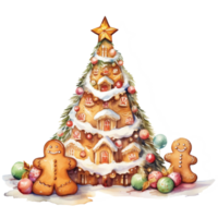 Whimsical Christmas Trees in Watercolor Illustration AI generated png